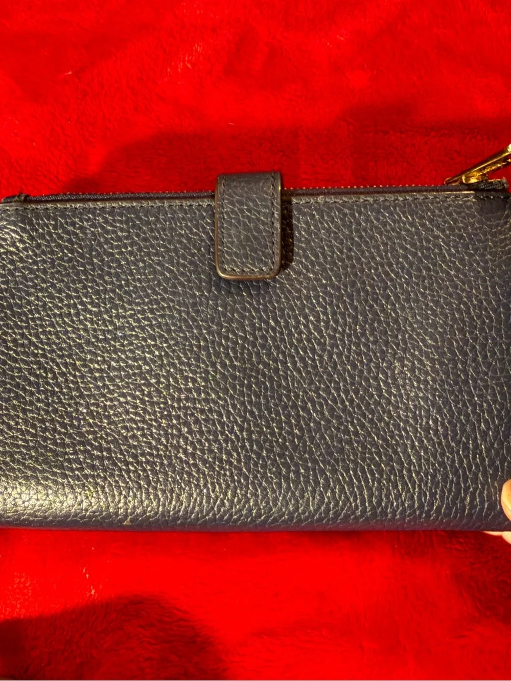 MICHAEL KORS Jet Set Navy Blue Pebbled Leather Double Zip Wallet